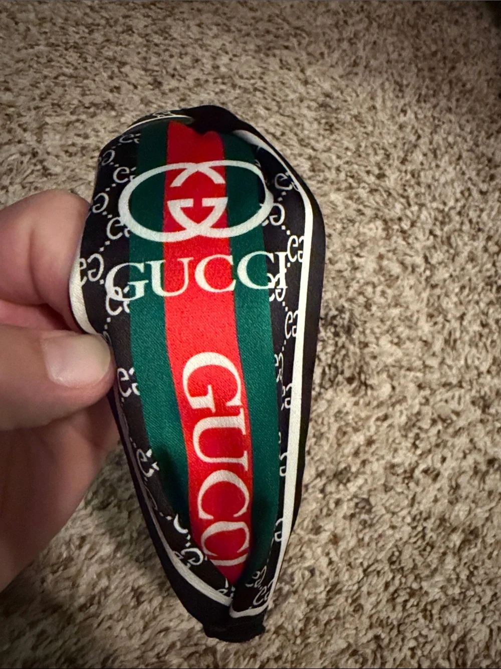 Gucci Black Headband with Red & Green Stripe